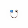 RVS Hoefijzer met Blauw Strass Bolletje - Piercing Neus - Septum - Tragus - Helix