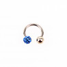 RVS Hoefijzer met Blauw Strass Bolletje - Piercing Neus - Septum - Tragus - Helix