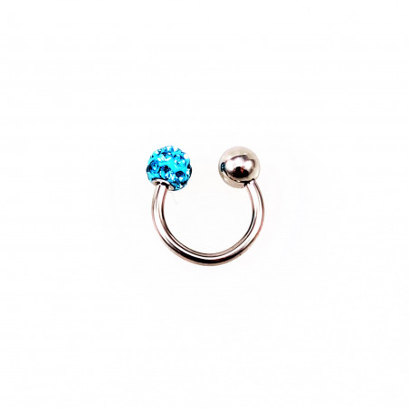 RVS Hoefijzer met Turquoise Strass Bolletje - Piercing Neus - Septum - Tragus - Helix