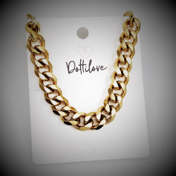 Dottilove 50cm Cubaanse Ketting Dames - Geel Gold Plated op RVS - Ketting Miami-Stijl