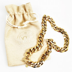 Dottilove 50cm Cubaanse Ketting Dames - Geel Gold Plated op RVS - Ketting Miami-Stijl