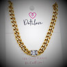 Dottilove Dames Ketting met Zirkoniasteen - Geel Gold Plated op RVS - Cubaanse Schakelketting