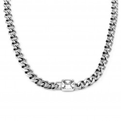 Dottilove Dames Ketting met Zirkoniasteen - Wit Gold Plated op RVS - Cubaanse Schakelketting