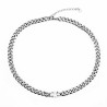 Dottilove Dames Ketting met Zirkoniasteen - Wit Gold Plated op RVS - Cubaanse Schakelketting