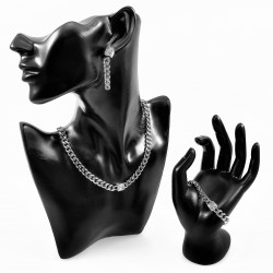 Dottilove Dames Ketting met Zirkoniasteen - Wit Gold Plated op RVS - Cubaanse Schakelketting