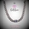 Dottilove Dames Ketting met Zirkoniasteen - Wit Gold Plated op RVS - Cubaanse Schakelketting