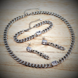 Dottilove Dames Ketting met Zirkoniasteen - Wit Gold Plated op RVS - Cubaanse Schakelketting