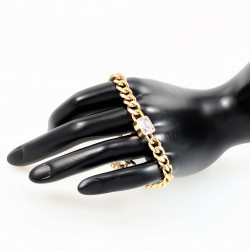 Dottilove Dames Armband met Zirkoniasteen - RVS Gold Plated - Cubaanse Schakelarmband