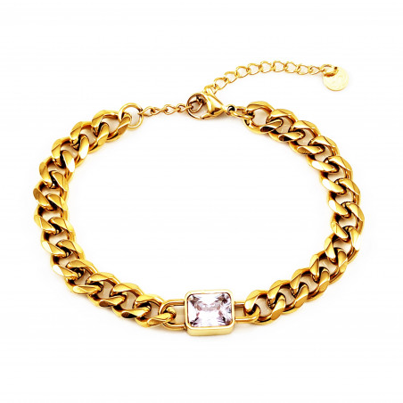 Dottilove Dames Armband met Zirkoniasteen - RVS Gold Plated - Cubaanse Schakelarmband
