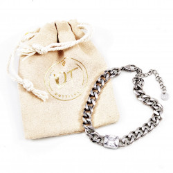 Dottilove Dames Armband met Zirkoniasteen - RVS Wit Gold Plated- Cubaanse Schakelarmband