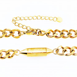 Dottilove Hexagon Ketting Dames - Geel Gold Plated op RVS - Cubaanse Schakelketting