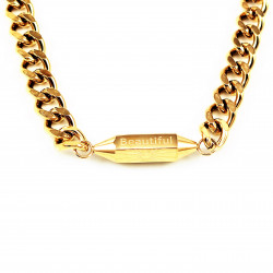 Dottilove Hexagon Ketting Dames - Geel Gold Plated op RVS - Cubaanse Schakelketting