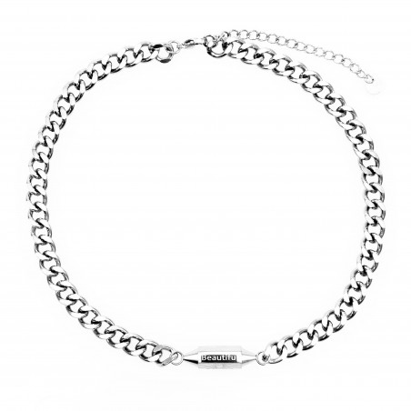 Dottilove Hexagon Ketting Dames - Wit Gold Plated op RVS - Cubaanse Schakelketting