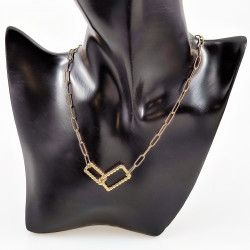 Dottilove Paperclip Ketting Dames - Geel Gold Plated op RVS - Schakelketting