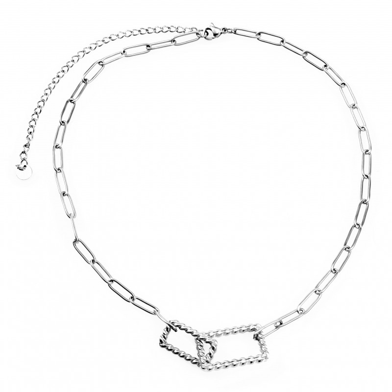 Dottilove Paperclip Ketting Dames - Wit Gold Plated op RVS - Schakelketting