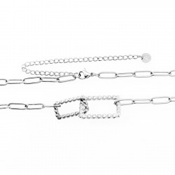 Dottilove Paperclip Ketting Dames - Wit Gold Plated op RVS - Schakelketting