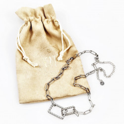 Dottilove Paperclip Ketting Dames - Wit Gold Plated op RVS - Schakelketting