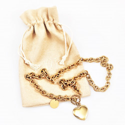 Dottilove Hart Ketting Dames - Geel Gold Plated op RVS - Jasseron Schakelketting