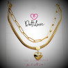 Dottilove 2 Laags Ketting Dames - Geel Gold Plated op RVS - Paperclip Ketting - Slang Ketting