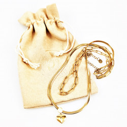 Dottilove 2 Laags Ketting Dames - Geel Gold Plated op RVS - Paperclip Ketting - Slang Ketting