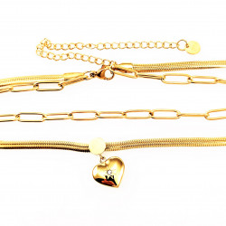 Dottilove 2 Laags Ketting Dames - Geel Gold Plated op RVS - Paperclip Ketting - Slang Ketting