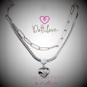 Dottilove 2 Laags Ketting Dames - Wit Gold Plated op RVS - Paperclip Ketting - Slang Ketting