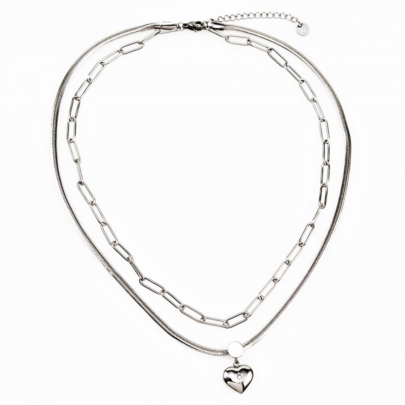 Dottilove 2 Laags Ketting Dames - Wit Gold Plated op RVS - Paperclip Ketting - Slang Ketting Dottilove 2 Laags Ketting Dames - Wit Gold Plated op RVS - Paperclip Ketting - Slang Ketting