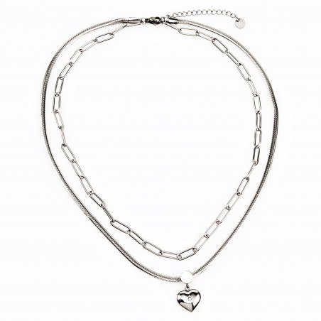 Dottilove 2 Laags Ketting Dames - Wit Gold Plated op RVS - Paperclip Ketting - Slang Ketting