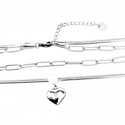 Dottilove 2 Laags Ketting Dames - Wit Gold Plated op RVS - Paperclip Ketting - Slang Ketting