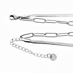 Dottilove 2 Laags Ketting Dames - Wit Gold Plated op RVS - Paperclip Ketting - Slang Ketting
