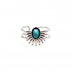 Dottilove Sieraden - Dames Waaier Ring - 14K Witgoud Verguld - Ring met Turquoise Steen