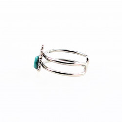 Dottilove Sieraden - Dames Waaier Ring - 14K Witgoud Verguld - Ring met Turquoise Steen