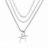 Ketting Set 3-Delige Dames - Ziverkleur RVS - Kabelketting - Kogelketting - Gourmet Schakelketting met Twee Kruisen