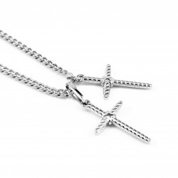 Ketting Set 3-Delige Dames - Ziverkleur RVS - Kabelketting - Kogelketting - Gourmet Schakelketting met Twee Kruisen