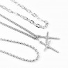 Ketting Set 3-Delige Dames - Ziverkleur RVS - Kabelketting - Kogelketting - Gourmet Schakelketting met Twee Kruisen