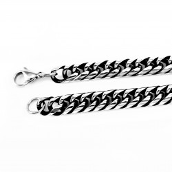 22cm x 7mm Cubaanse Armband Heren - Gezwart Roestvrij Staal - Schakelarmband