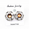 Dames Ronde Design Oorclips - Bruin - Zilverkleurige Clip-on Oorbellen