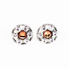 Dames Ronde Design Oorclips - Bruin - Zilverkleurige Clip-on Oorbellen