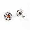 Dames Ronde Design Oorclips - Bruin - Zilverkleurige Clip-on Oorbellen