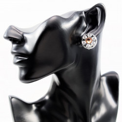 Dames Ronde Design Oorclips - Bruin - Zilverkleurige Clip-on Oorbellen