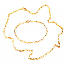 Ketting + Armband Dames - Verguld Roestvrij Staal - Schakelketting - Schakelarmband