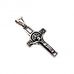 70cm x 3mm Ketting Heren + Kruis van Sint-Benedictus - Roestvrij Staal - Kruishanger