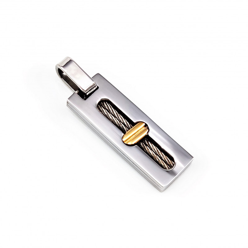 Rechthoekige Hanger - RVS Zilverkleur-Goudkleur - Heren Hanger Rechthoekige Hanger - RVS Zilverkleur-Goudkleur - Heren Hanger