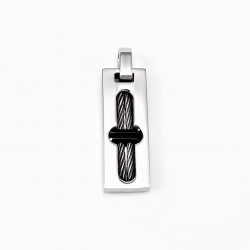Rechthoekige Hanger - RVS Zilverkleur-Zwart - Heren Hanger