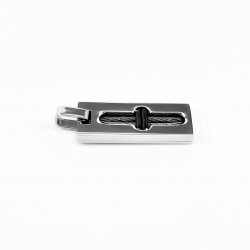 Rechthoekige Hanger - RVS Zilverkleur-Zwart - Heren Hanger