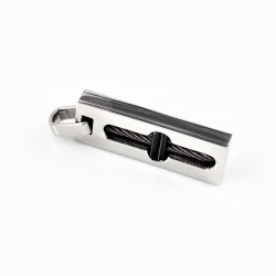 60cm Ketting Heren + Rechthoekige Hanger - RVS Zilverkleur-Zwart