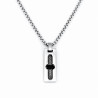 60cm Ketting Heren + Rechthoekige Hanger - RVS Zilverkleur-Zwart