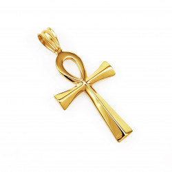 Egyptisch Kruis XL Ankh - Verguld RVS - Religieus Heren Kruis Hanger