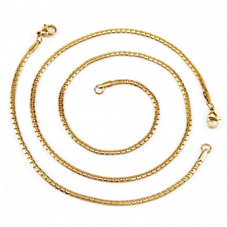 Platte Slangen Schakelsketting + Dames Armband Set - Goudkleurige Roestvrij Staal