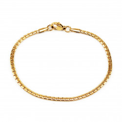 Platte Slangen Schakelsketting + Dames Armband Set - Goudkleurige Roestvrij Staal